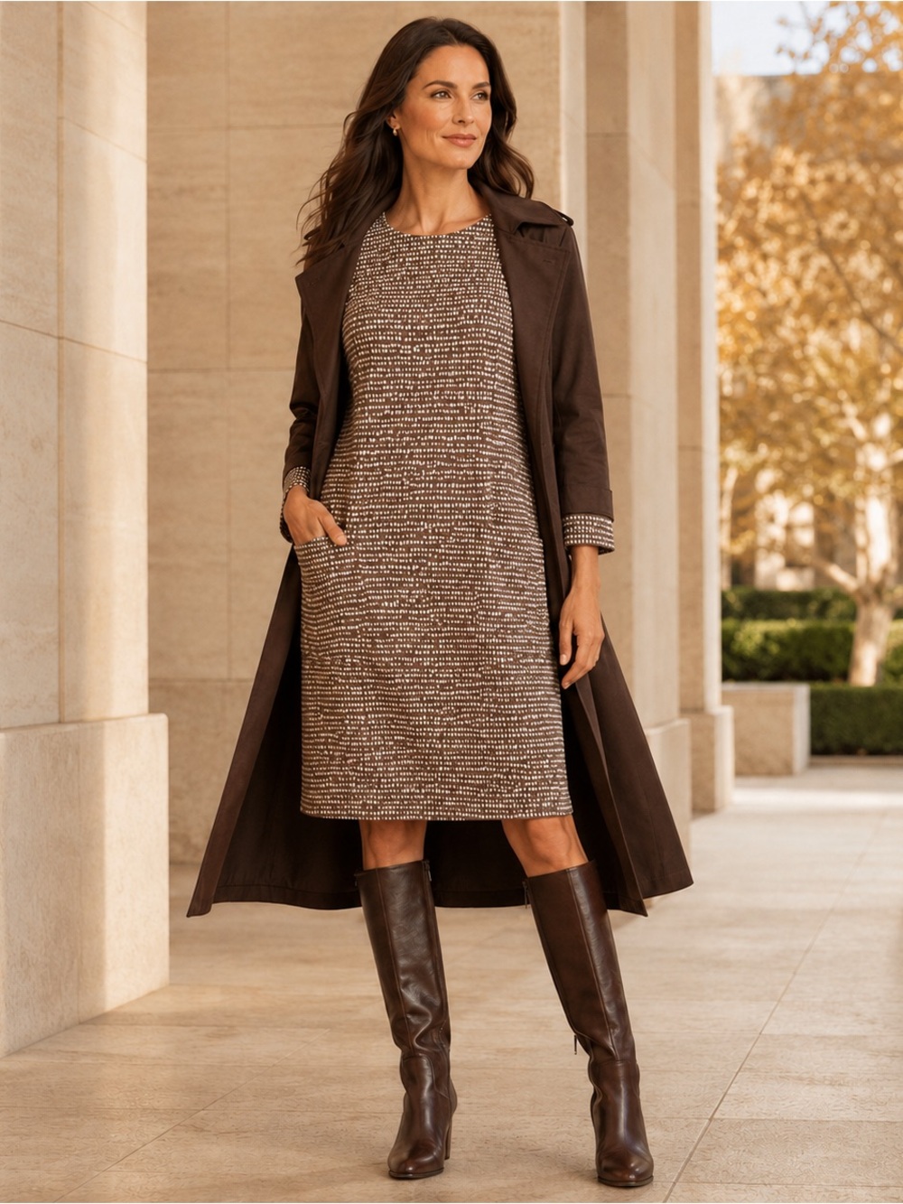 J. MCLAUGHLIN CATALINA CLOTH CAMEL BROWN BUSINESS CASUAL DRESS SZ M